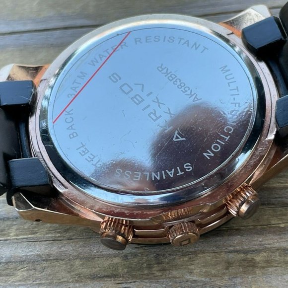 Akribos XXIV Ladies Wrist Watch Black/Gold Tone Analog Multi Function Watch - Picture 8 of 11